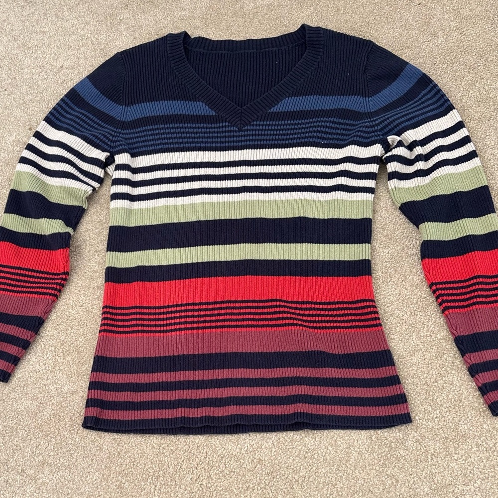 Striped V-Neck Sweater